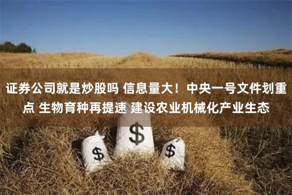 证券公司就是炒股吗 信息量大！中央一号文件划重点 生物育种再提速 建设农业机械化产业生态